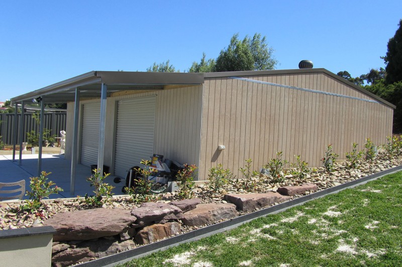 Awning added to workshop shed