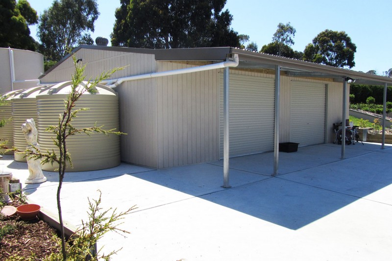Awning cover added to workshop