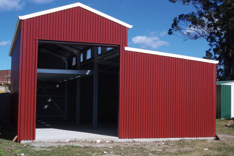 Barn with only one enclosed awning