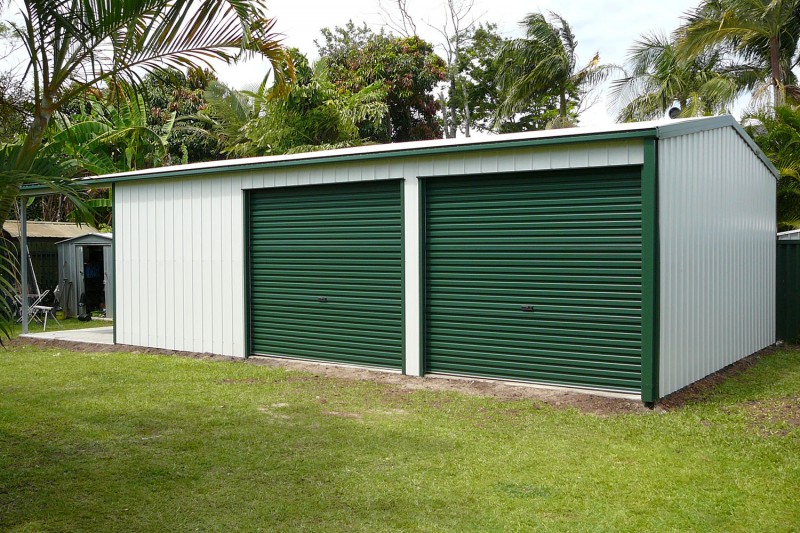 Double garage with twin doors and extra storage