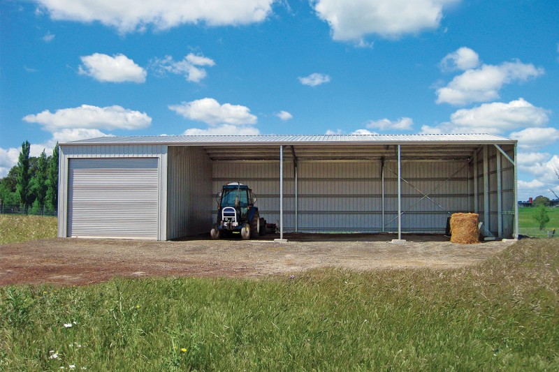 Farm shed with 3 open and 1 enclosed bay