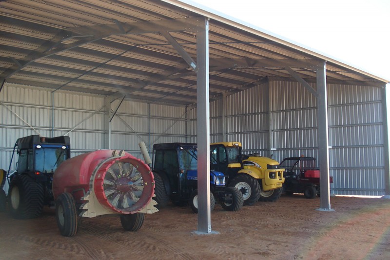 Open front tractor shed