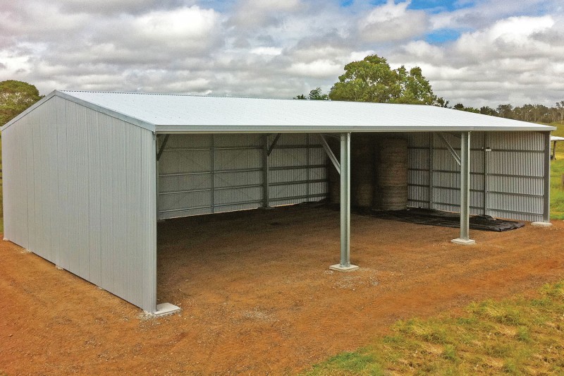 Open front zincalume farm shed