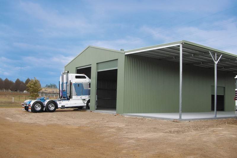 Truck storage and warehouse shed