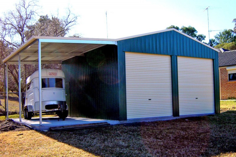 Twin door double garage with awning