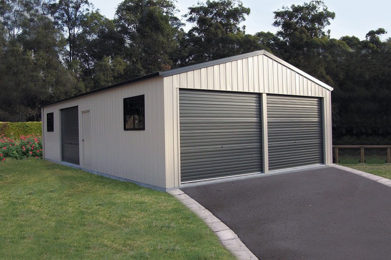 double colorbond steel garage with twin rollers